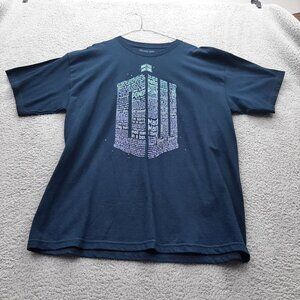 Doctor Who Navy blue T-Shirt TARDIS Word Art Bow Ties are cool Size XLarge